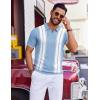 image:imageCOOFANDY Mens Polo Shirts Short Sleeve Casual Knit Polo Shirt Vintage Golf T Shirts Old Money TopsLight Blue  White