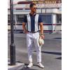 image:imageCOOFANDY Mens Polo Shirts Short Sleeve Casual Knit Polo Shirt Vintage Golf T Shirts Old Money TopsNavy Blue  White