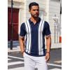 image:imageCOOFANDY Mens Polo Shirts Short Sleeve Casual Knit Polo Shirt Vintage Golf T Shirts Old Money TopsNavy Blue  White