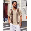 image:imageCOOFANDY Mens Polo Shirts Short Sleeve Casual Knit Polo Shirt Vintage Golf T Shirts Old Money TopsWhite  Brown