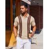 image:imageCOOFANDY Mens Polo Shirts Short Sleeve Casual Knit Polo Shirt Vintage Golf T Shirts Old Money TopsWhite  Brown