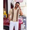 image:imageCOOFANDY Mens Polo Shirts Short Sleeve Casual Knit Polo Shirt Vintage Golf T Shirts Old Money TopsWhite  Brown