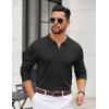 image:imageCOOFANDY Mens Quarter Zip Polo Sweater Long Sleeve Knit Polo Shirts Casual Lightweight Dress PulloverBlack