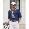 image:imageCOOFANDY Mens Quarter Zip Polo Sweater Long Sleeve Knit Polo Shirts Casual Lightweight Dress PulloverBlue