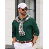image:imageCOOFANDY Mens Quarter Zip Polo Sweater Long Sleeve Knit Polo Shirts Casual Lightweight Dress PulloverGreen