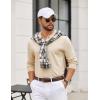 image:imageCOOFANDY Mens Quarter Zip Polo Sweater Long Sleeve Knit Polo Shirts Casual Lightweight Dress PulloverKhaki