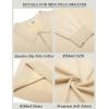 image:imageCOOFANDY Mens Quarter Zip Polo Sweater Long Sleeve Knit Polo Shirts Casual Lightweight Dress PulloverKhaki