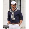 image:imageCOOFANDY Mens Quarter Zip Polo Sweater Long Sleeve Knit Polo Shirts Casual Lightweight Dress PulloverNavy Blue