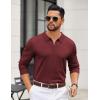 image:imageCOOFANDY Mens Quarter Zip Polo Sweater Long Sleeve Knit Polo Shirts Casual Lightweight Dress PulloverWine Red
