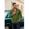 image:imageCOOFANDY Mens Quarter Zip Pullover Dress Slim Fit Sweater Mock Neck Sweaters Casual Long Sleeve PulloversArmy Green