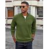 image:imageCOOFANDY Mens Quarter Zip Pullover Dress Slim Fit Sweater Mock Neck Sweaters Casual Long Sleeve PulloversArmy Green