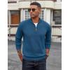 image:imageCOOFANDY Mens Quarter Zip Pullover Dress Slim Fit Sweater Mock Neck Sweaters Casual Long Sleeve PulloversDark Blue