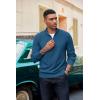 image:imageCOOFANDY Mens Quarter Zip Pullover Dress Slim Fit Sweater Mock Neck Sweaters Casual Long Sleeve PulloversDark Blue