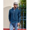 image:imageCOOFANDY Mens Quarter Zip Pullover Dress Slim Fit Sweater Mock Neck Sweaters Casual Long Sleeve PulloversDark Blue