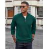 image:imageCOOFANDY Mens Quarter Zip Pullover Dress Slim Fit Sweater Mock Neck Sweaters Casual Long Sleeve PulloversDark Green