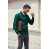 image:imageCOOFANDY Mens Quarter Zip Pullover Dress Slim Fit Sweater Mock Neck Sweaters Casual Long Sleeve PulloversDark Green