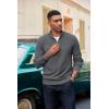 image:imageCOOFANDY Mens Quarter Zip Pullover Dress Slim Fit Sweater Mock Neck Sweaters Casual Long Sleeve PulloversDark Grey