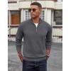image:imageCOOFANDY Mens Quarter Zip Pullover Dress Slim Fit Sweater Mock Neck Sweaters Casual Long Sleeve PulloversDark Grey