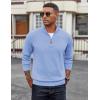 image:imageCOOFANDY Mens Quarter Zip Pullover Dress Slim Fit Sweater Mock Neck Sweaters Casual Long Sleeve PulloversLight Blue