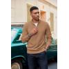 image:imageCOOFANDY Mens Quarter Zip Pullover Dress Slim Fit Sweater Mock Neck Sweaters Casual Long Sleeve PulloversLight Brown