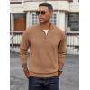 image:imageCOOFANDY Mens Quarter Zip Pullover Dress Slim Fit Sweater Mock Neck Sweaters Casual Long Sleeve PulloversLight Brown