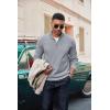 image:imageCOOFANDY Mens Quarter Zip Pullover Dress Slim Fit Sweater Mock Neck Sweaters Casual Long Sleeve PulloversLight Grey
