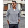 image:imageCOOFANDY Mens Quarter Zip Pullover Dress Slim Fit Sweater Mock Neck Sweaters Casual Long Sleeve PulloversLight Grey