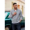 image:imageCOOFANDY Mens Quarter Zip Pullover Dress Slim Fit Sweater Mock Neck Sweaters Casual Long Sleeve PulloversLight Grey