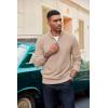 image:imageCOOFANDY Mens Quarter Zip Pullover Dress Slim Fit Sweater Mock Neck Sweaters Casual Long Sleeve PulloversLight Khaki