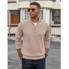 image:imageCOOFANDY Mens Quarter Zip Pullover Dress Slim Fit Sweater Mock Neck Sweaters Casual Long Sleeve PulloversLight Khaki