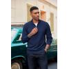 image:imageCOOFANDY Mens Quarter Zip Pullover Dress Slim Fit Sweater Mock Neck Sweaters Casual Long Sleeve PulloversNavy Blue
