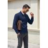 image:imageCOOFANDY Mens Quarter Zip Pullover Dress Slim Fit Sweater Mock Neck Sweaters Casual Long Sleeve PulloversNavy Blue