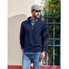 image:imageCOOFANDY Mens Quarter Zip Pullover Dress Slim Fit Sweater Mock Neck Sweaters Casual Long Sleeve PulloversNavy Blue
