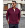 image:imageCOOFANDY Mens Quarter Zip Pullover Dress Slim Fit Sweater Mock Neck Sweaters Casual Long Sleeve PulloversWine Red