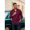 image:imageCOOFANDY Mens Quarter Zip Pullover Dress Slim Fit Sweater Mock Neck Sweaters Casual Long Sleeve PulloversWine Red