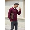 image:imageCOOFANDY Mens Quarter Zip Pullover Dress Slim Fit Sweater Mock Neck Sweaters Casual Long Sleeve PulloversWine Red