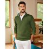 image:imageCOOFANDY Mens Quarter Zip Pullover Slim Fit Lightweight Sweater Casual Mock Neck Knit Polo SweaterArmy Green
