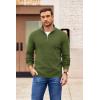 image:imageCOOFANDY Mens Quarter Zip Pullover Slim Fit Lightweight Sweater Casual Mock Neck Knit Polo SweaterArmy Green