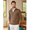 image:imageCOOFANDY Mens Quarter Zip Pullover Slim Fit Lightweight Sweater Casual Mock Neck Knit Polo SweaterAsh Brown