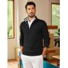 image:imageCOOFANDY Mens Quarter Zip Pullover Slim Fit Lightweight Sweater Casual Mock Neck Knit Polo SweaterBlack
