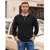image:imageCOOFANDY Mens Quarter Zip Pullover Slim Fit Lightweight Sweater Casual Mock Neck Knit Polo SweaterBlack