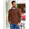 image:imageCOOFANDY Mens Quarter Zip Pullover Slim Fit Lightweight Sweater Casual Mock Neck Knit Polo SweaterBrown