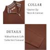 image:imageCOOFANDY Mens Quarter Zip Pullover Slim Fit Lightweight Sweater Casual Mock Neck Knit Polo SweaterBrown