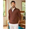 image:imageCOOFANDY Mens Quarter Zip Pullover Slim Fit Lightweight Sweater Casual Mock Neck Knit Polo SweaterBrown
