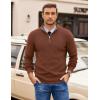 image:imageCOOFANDY Mens Quarter Zip Pullover Slim Fit Lightweight Sweater Casual Mock Neck Knit Polo SweaterBrown