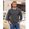 image:imageCOOFANDY Mens Quarter Zip Pullover Slim Fit Lightweight Sweater Casual Mock Neck Knit Polo SweaterDark Gray