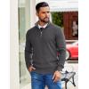 image:imageCOOFANDY Mens Quarter Zip Pullover Slim Fit Lightweight Sweater Casual Mock Neck Knit Polo SweaterDark Gray