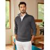 image:imageCOOFANDY Mens Quarter Zip Pullover Slim Fit Lightweight Sweater Casual Mock Neck Knit Polo SweaterDark Gray