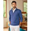 image:imageCOOFANDY Mens Quarter Zip Pullover Slim Fit Lightweight Sweater Casual Mock Neck Knit Polo SweaterGray Blue