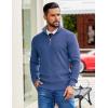 image:imageCOOFANDY Mens Quarter Zip Pullover Slim Fit Lightweight Sweater Casual Mock Neck Knit Polo SweaterGray Blue